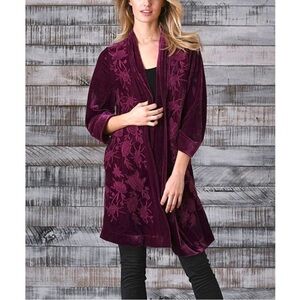 Paparazzi Mauve Garden Embroidered Velvet Cardigan size xl